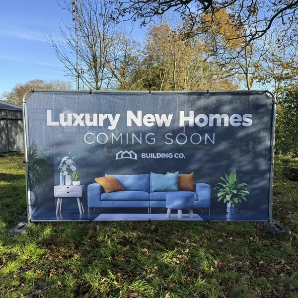 Heras Fencing Banners - AirMesh With Angles Corners and Bungee Ties